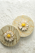 Golden Crackle Daisy Plaques (Set of 2)