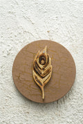 Golden Crackle Peacock Plume Medallion