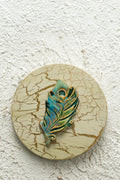 Aqua Crackle Peacock Plume Medallion