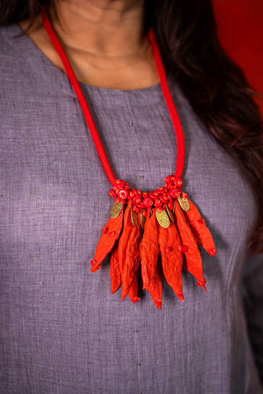 Handcrafted Ceramic Necklace with Beads
