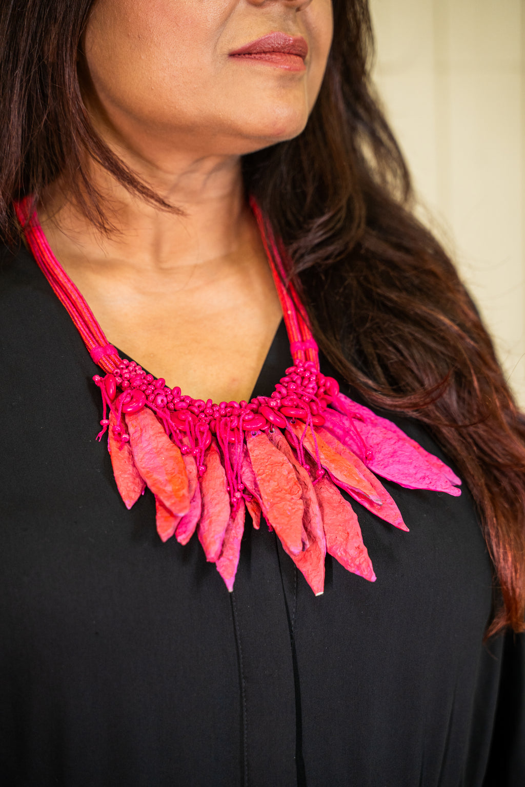 Handcrafted Ceramic Necklace in Thread Setting