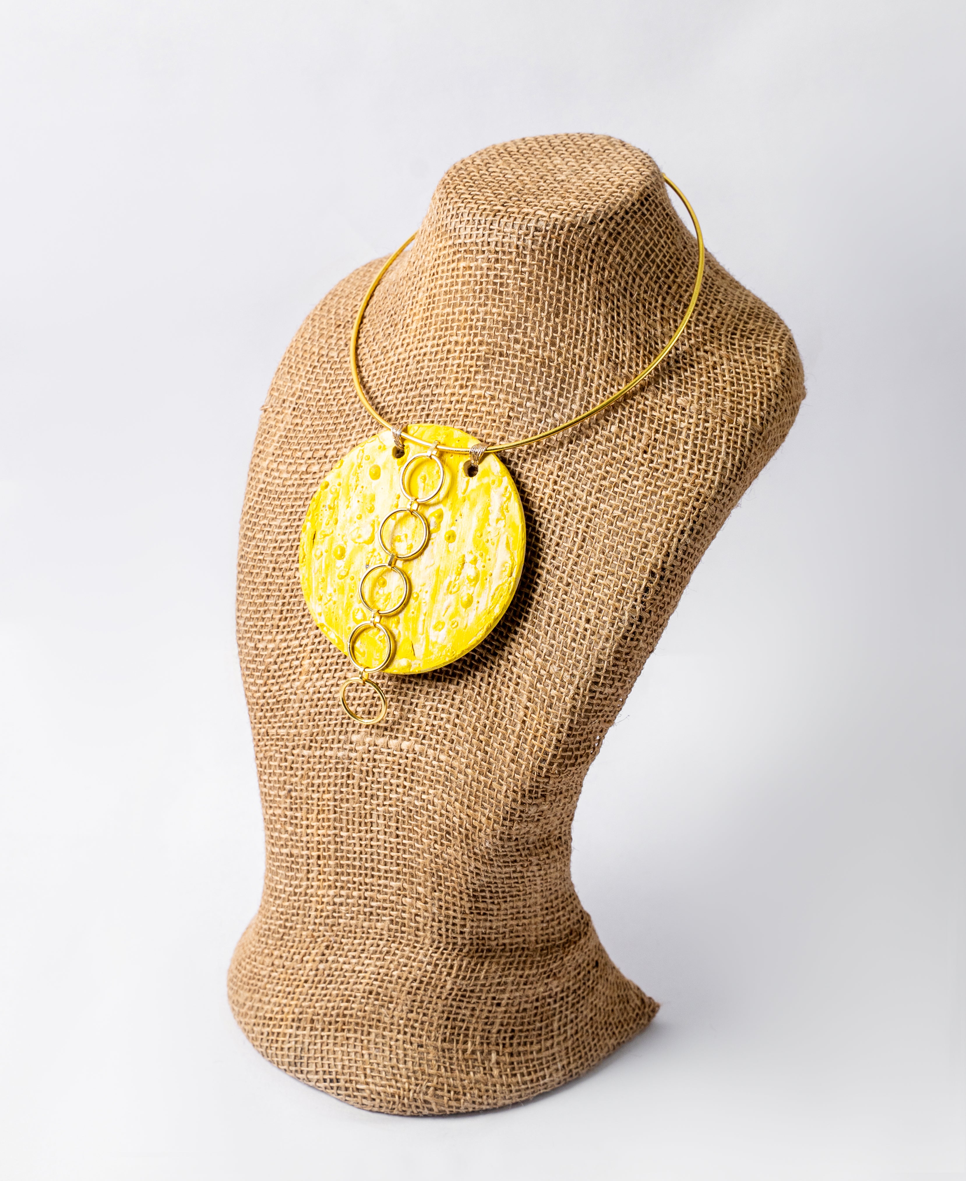 Handcrafted Ceramic Disc Pendant Necklace