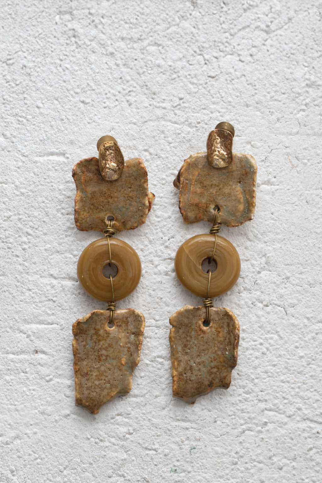 Handcrafted Ceramic & Brass Fusion Earrings