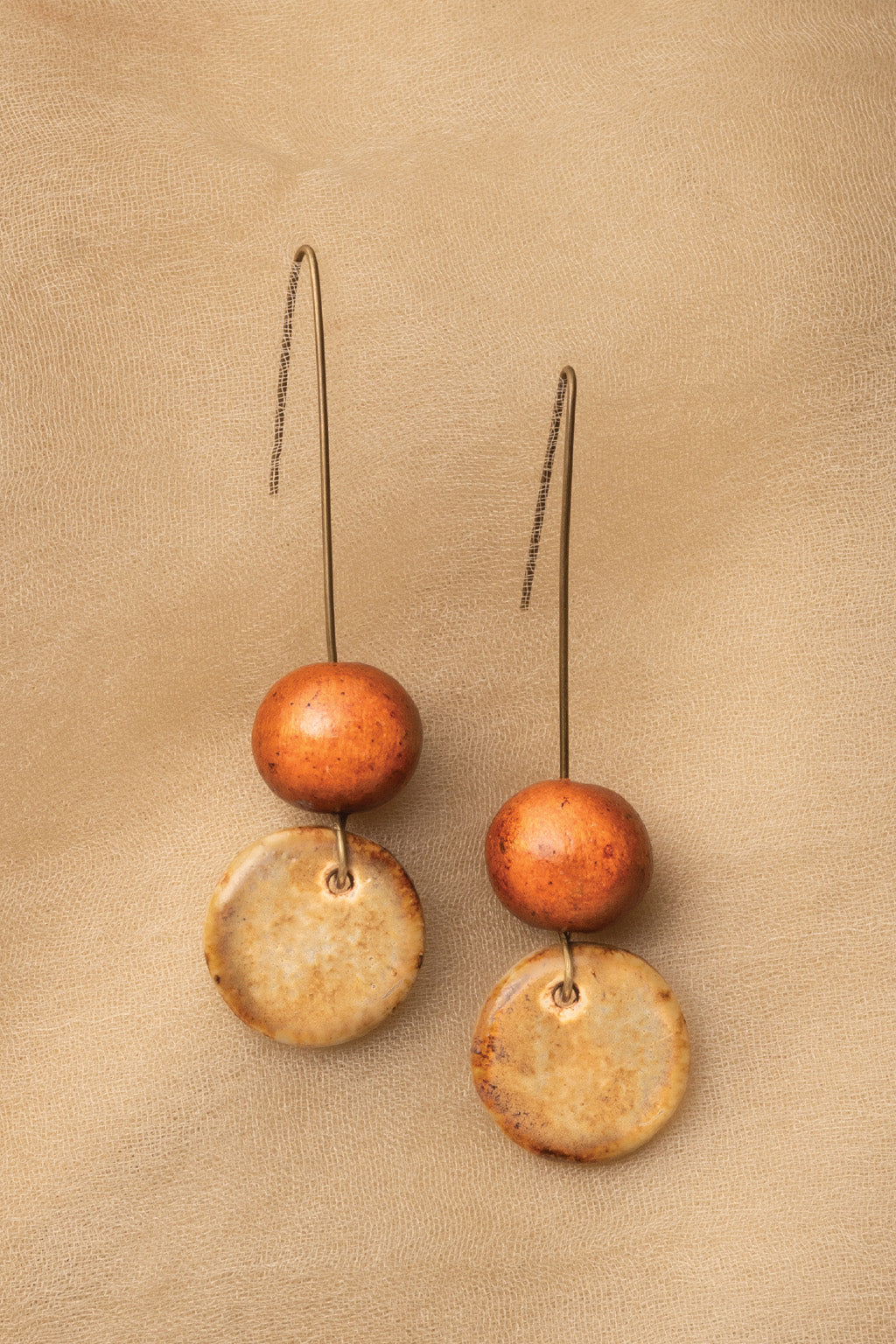 Handcrafted Ceramic & Brass Fusion Earrings