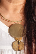 Handcrafted Ceramic & Brass Necklace with Glass Beads