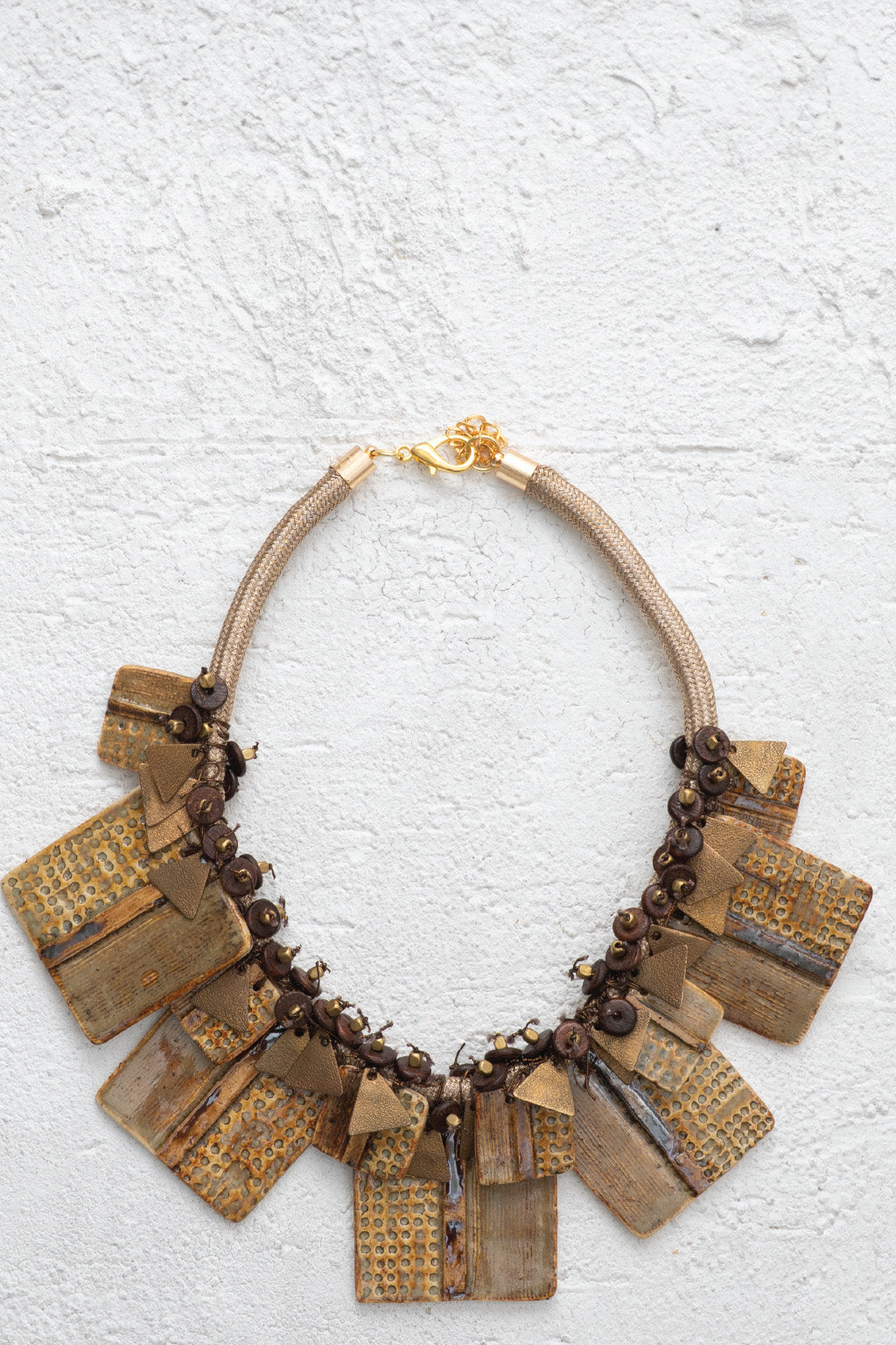 Handcrafted Ceramic & Brass Fusion Necklace