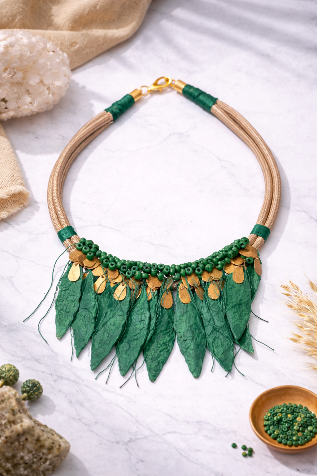 Handcrafted Ceramic Necklace with Beads