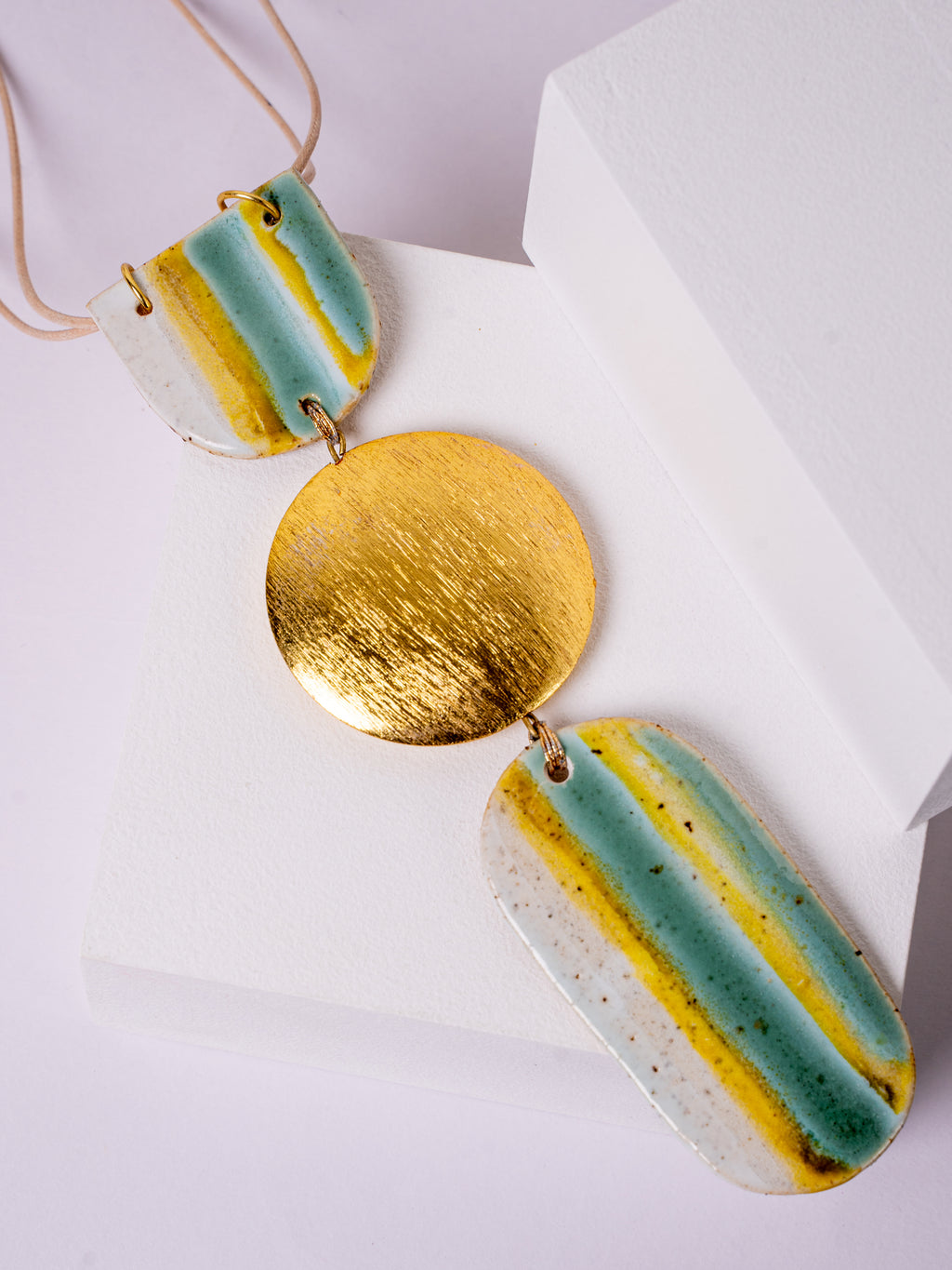 Handcrafted Ceramic & Brass Fusion Necklace