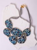 Handcrafted Ceramic & Brass Fusion Necklace in Cluster