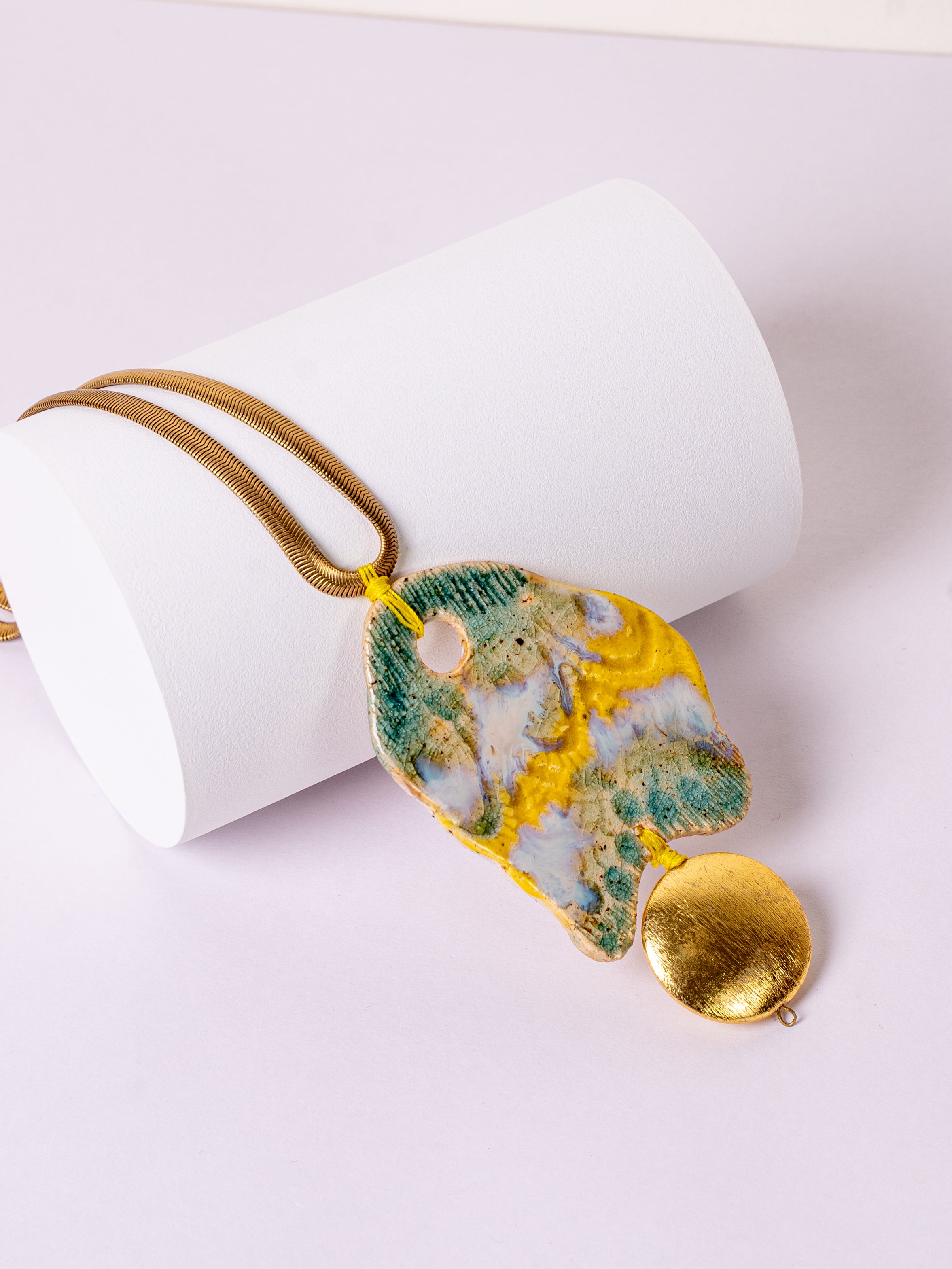 Handcrafted Ceramic & Brass Fusion Necklace