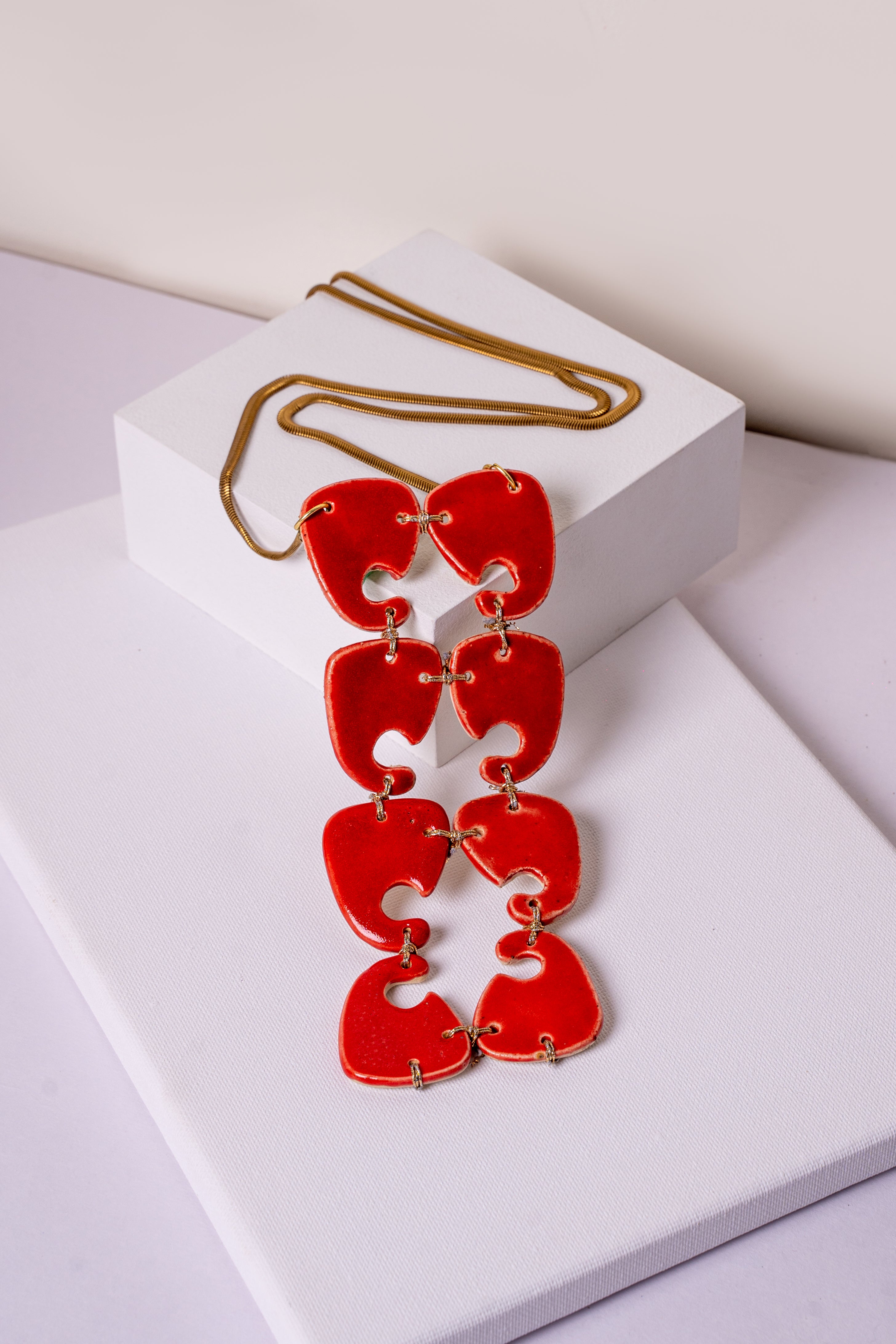 Handcrafted Ceramic & Brass Fusion Necklace