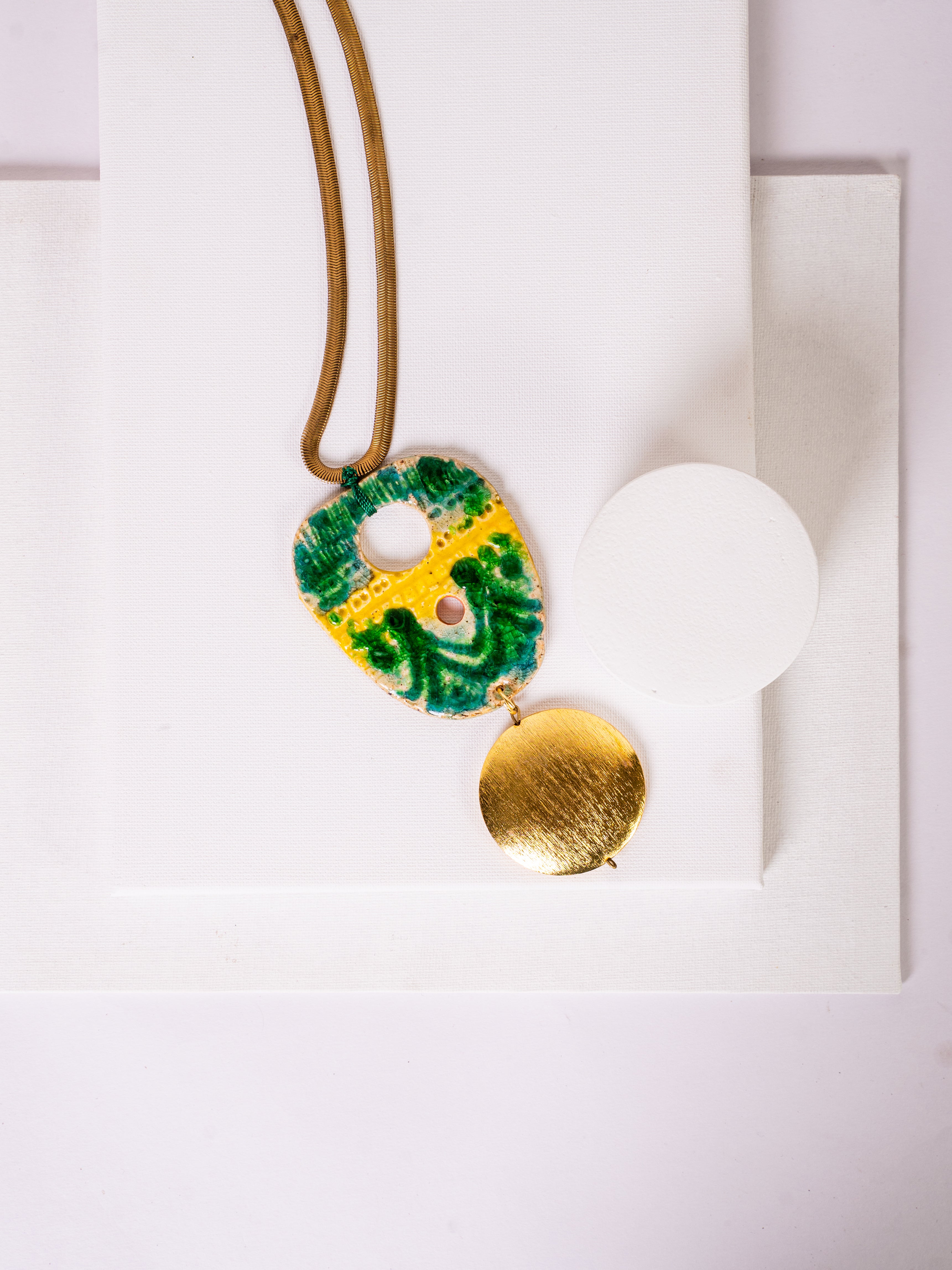 Handcrafted Ceramic & Brass Fusion Necklace