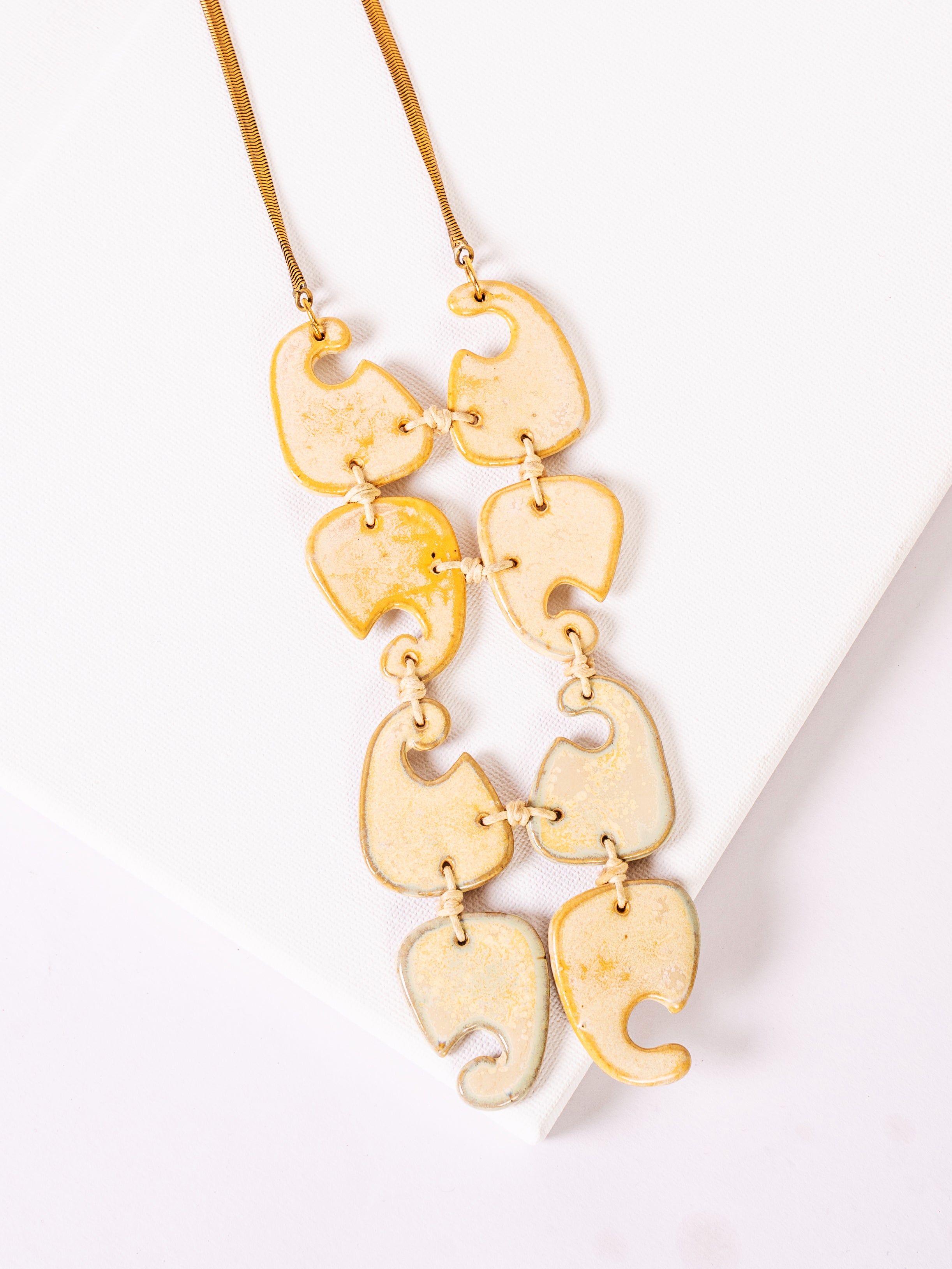 Handcrafted Ceramic & Brass Fusion Necklace