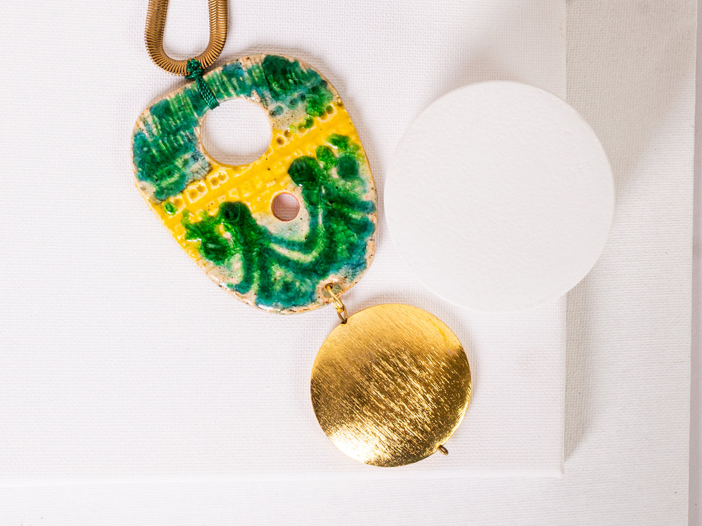 Handcrafted Ceramic & Brass Fusion Necklace