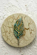 Aqua Crackle Peacock Plume Medallion