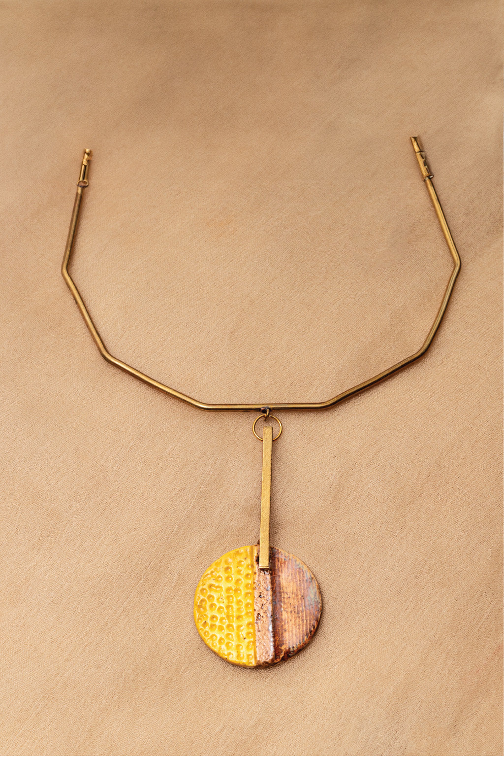Handcrafted Ceramic & Brass Fusion Necklace