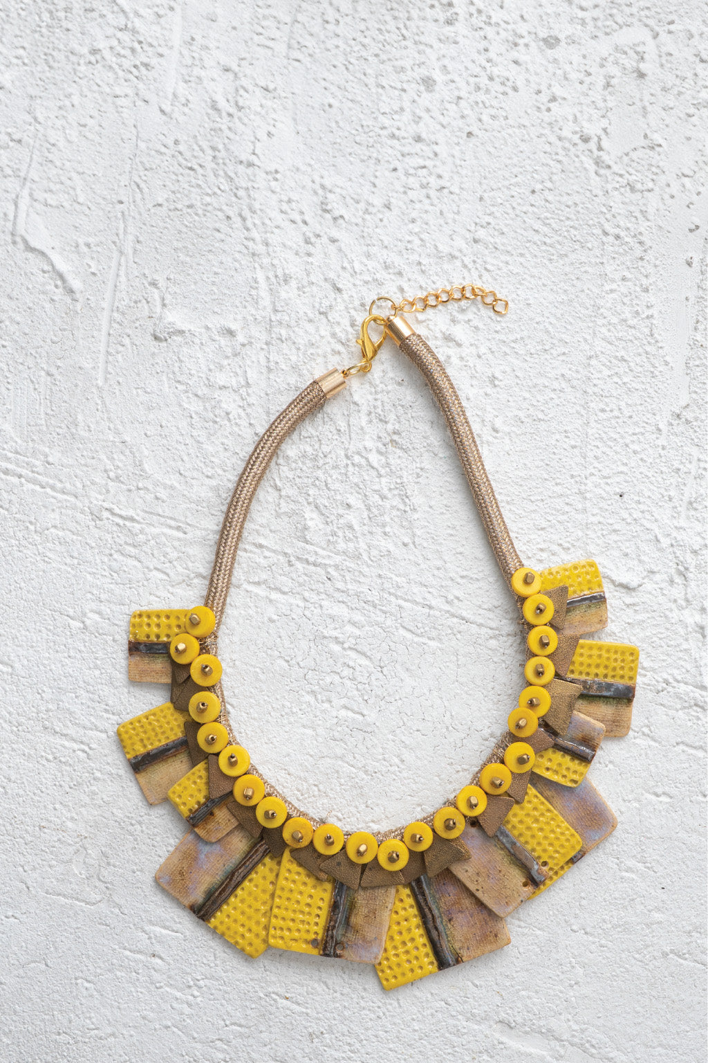 Handcrafted Ceramic & Brass Fusion Necklace