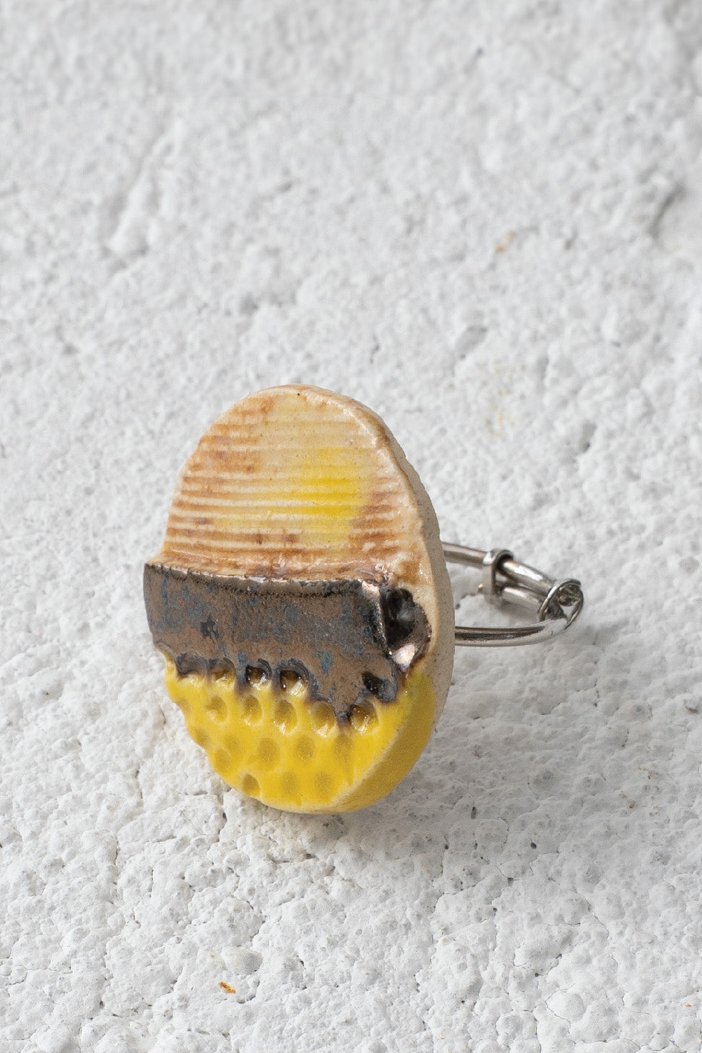 Handcrafted Ceramic & Brass Fusion Ring