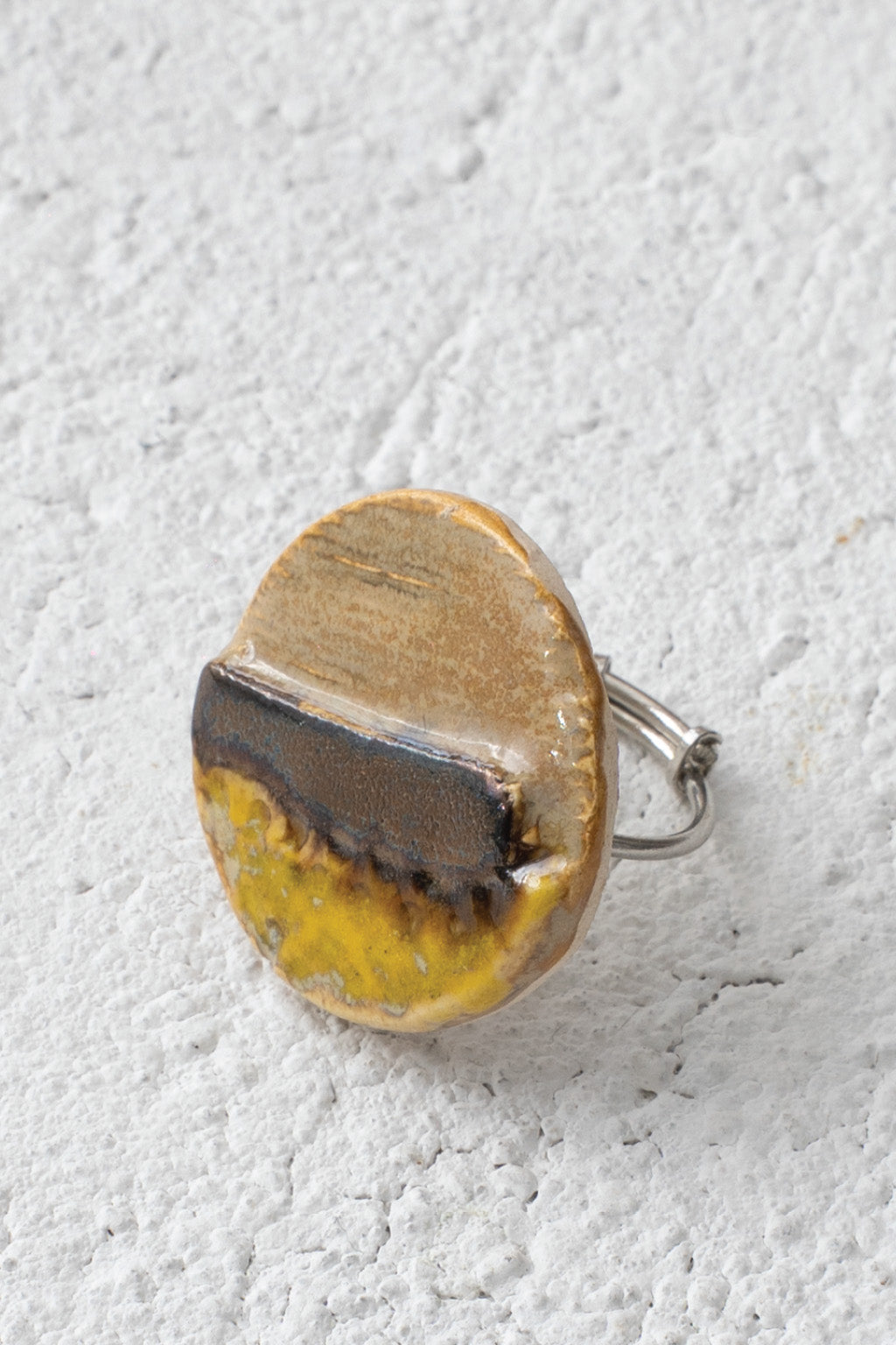 Handcrafted Ceramic & Brass Fusion Ring